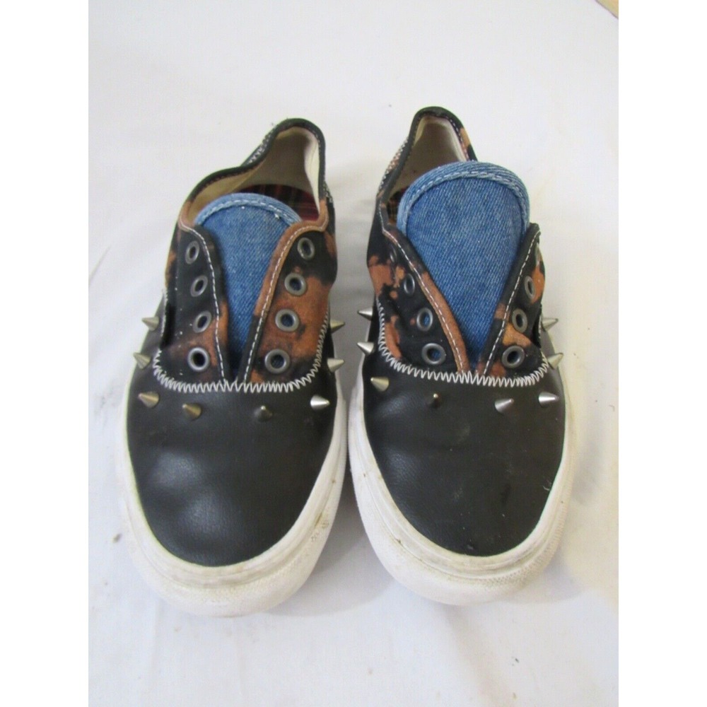 Vans Womens Skate Shoe Canvas Leather Studded Tartan Daze Sneaker Sz 7.5